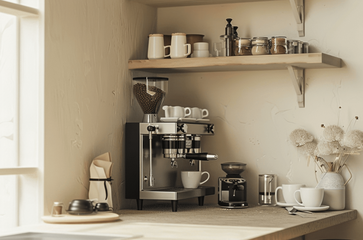 Awkward coffee bar corner.