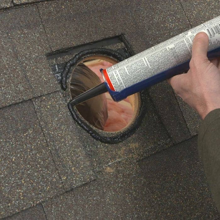 Apply caulk to the edges of the outdoor ventilation fan vents.