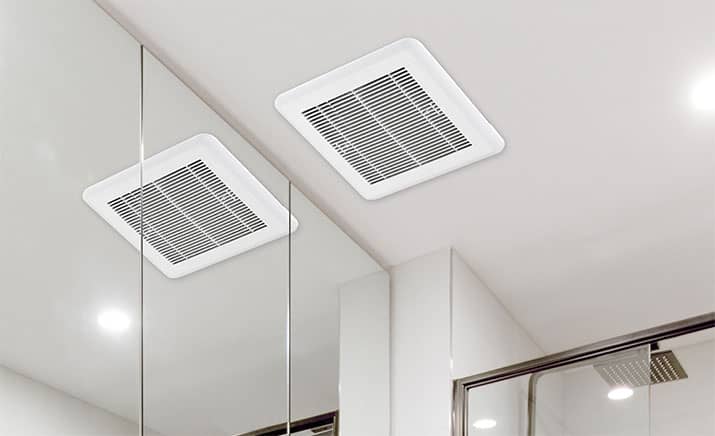 Bathroom exhaust fan on ceiling.