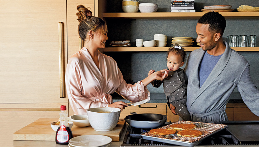 Chrissy Teigen Open Kitchen Shelves