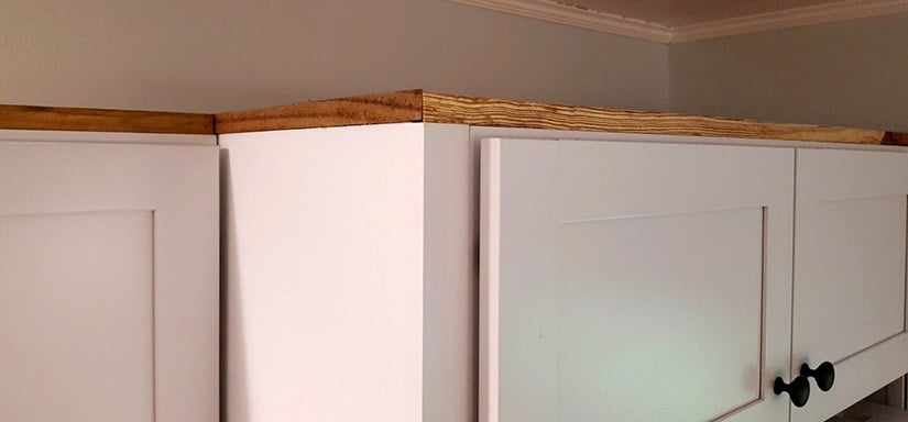Install Crown Molding On Kitchen Cabinets, How To Attach Cabinet Trim