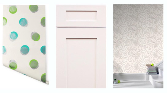 Bathroom Wallpaper to match Ice White Shaker Cabinets