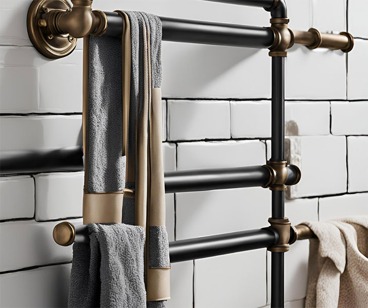 Industrial pipe towel holder.