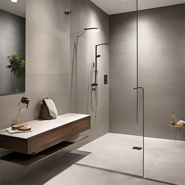 Minimalist shower floor tile.