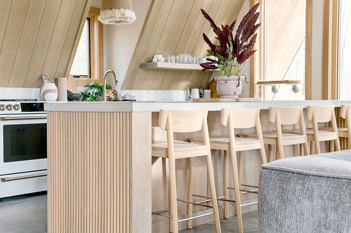 Modern island in a natural kitchen.