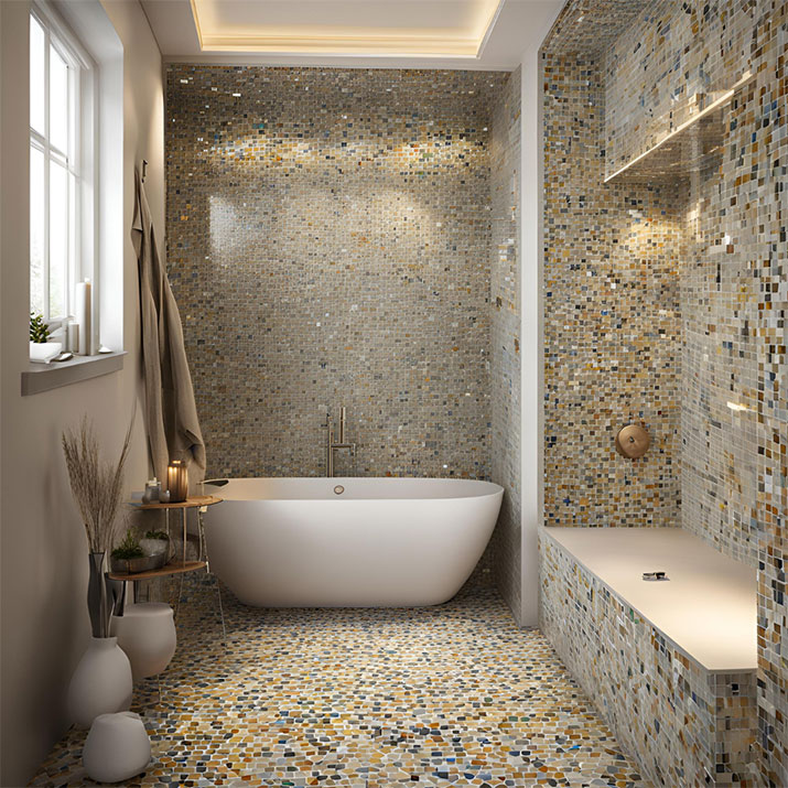 Mosaic shower floor tile.