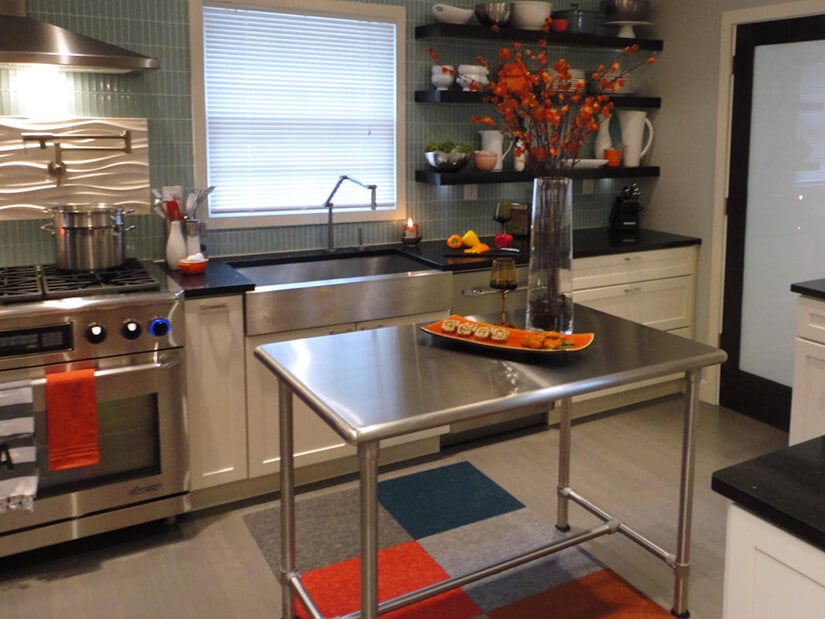 stainless steel prep table island