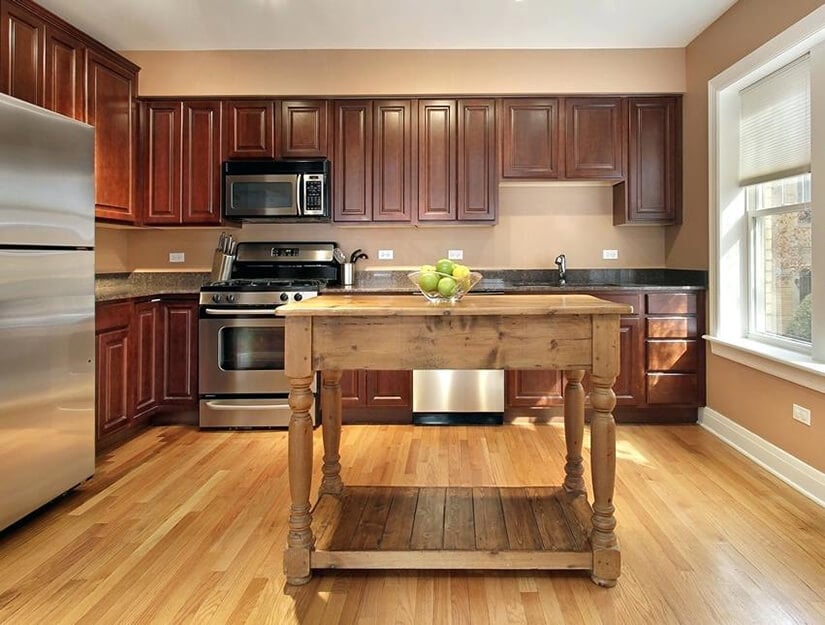 Portable kitchen island made of wood