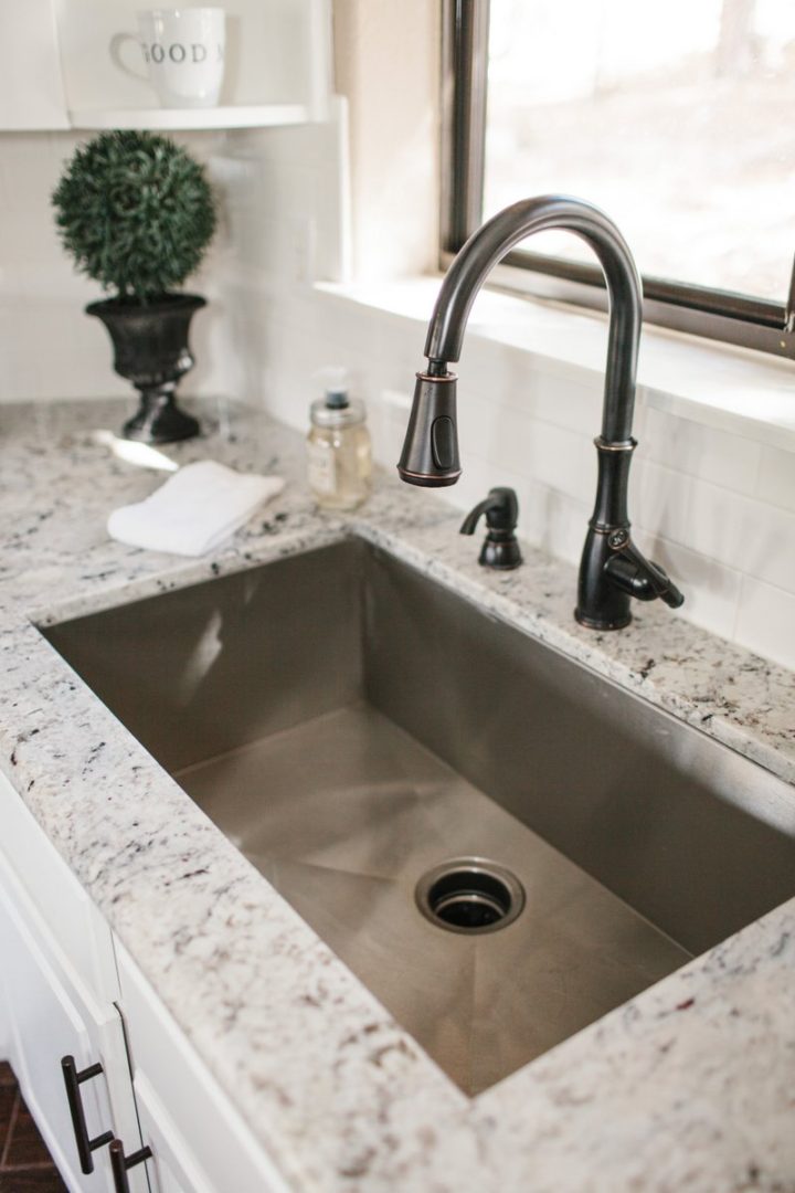 Single Basin Kitchen Sink Marble Countertops Window E1467763922258 