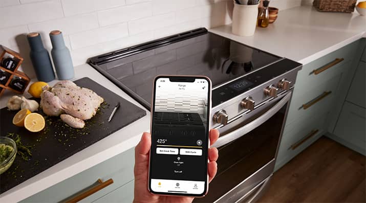 A smart oven that can be accessed via a mobile app.