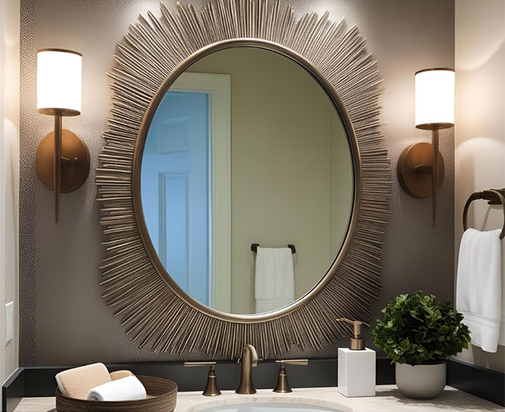 Textured bathroom mirror.
