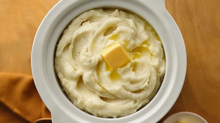 Thanksgiving mashed potatoes with lots of butter.