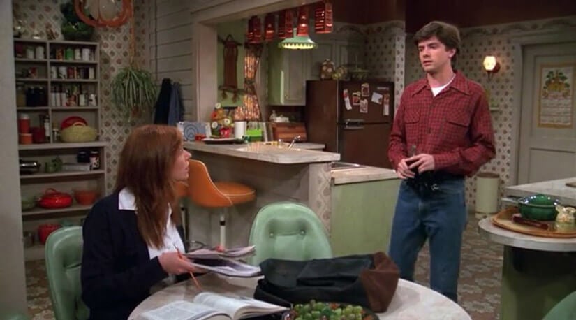 TV show kitchen example from That 70's Show ? mint green cabinets and vinyl chairs included.