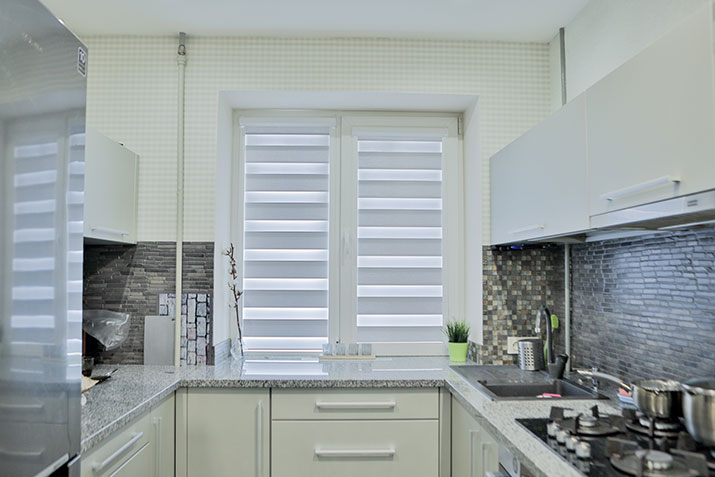 Varied shades of gray backsplash.