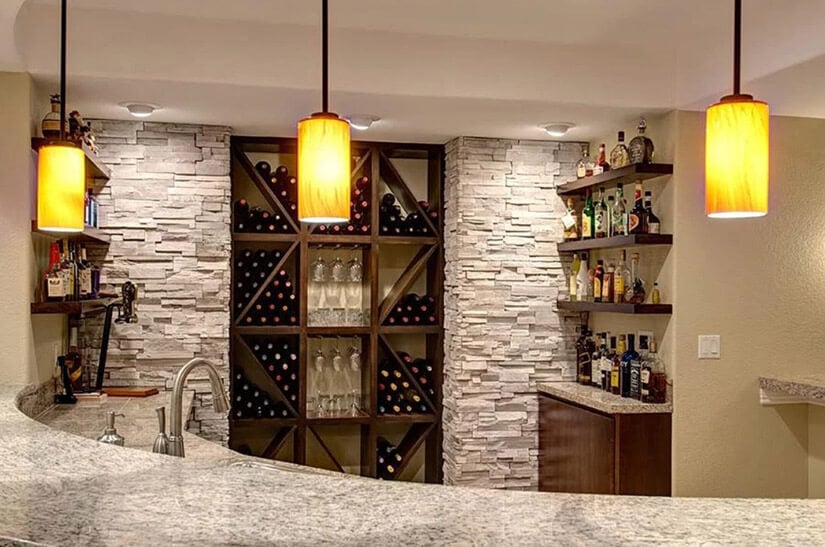 This bar design makes space for lots of wine.