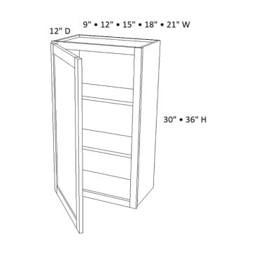 W0936 Dark Caramel Wall Single Door Cabinet (RTA)
