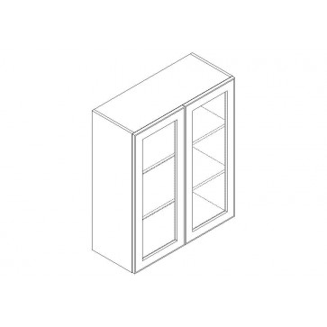 WMD2436 Classic White Wall Prepped for Glass Door Cabinet (Double Door) 24" x 36" (RTA)
