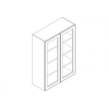 WMD2442 Classic White Wall Prepped for Glass Door Cabinet (Double Door) 24" x 42" (RTA)