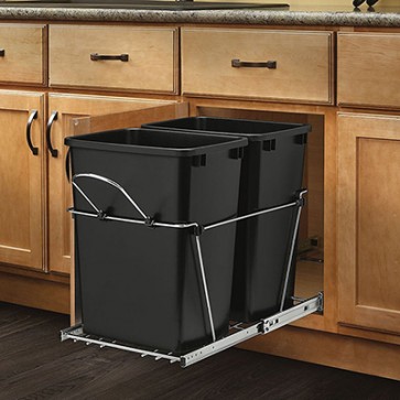 TRASH-CAN-18-DBL Classic White Double Trash Can Pull-Out (RTA)