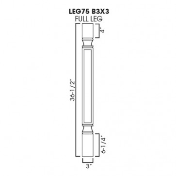 LEG75-B3X3 Ice White Shaker Decor Leg (RTA)