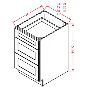 3DB15 Shaker Arctic Drawer Base Cabinet (RTA)