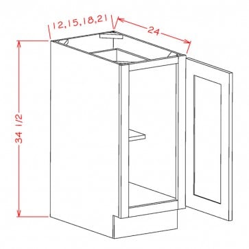 B21FH Shaker Gray Base Full Height Single Door Cabinet (RTA)