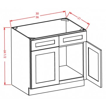 VS36 Shaker Cinder Vanity Sink Base Cabinet (RTA)