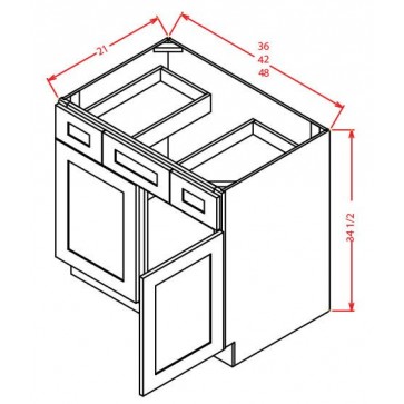 VSD48 Oxford Toffee Vanity Sink Drawer Base Cabinet (RTA)