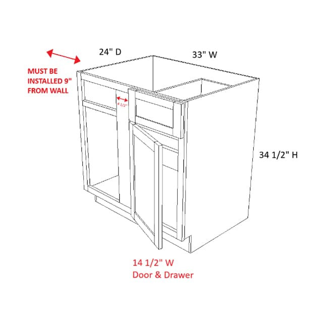 BBC33-9 Versa Shaker Base Blind Corner Cabinet (RTA)