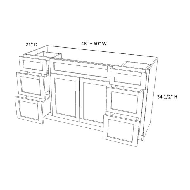 VAN60D-6 Dark Caramel Vanity Combo Cabinet (RTA)