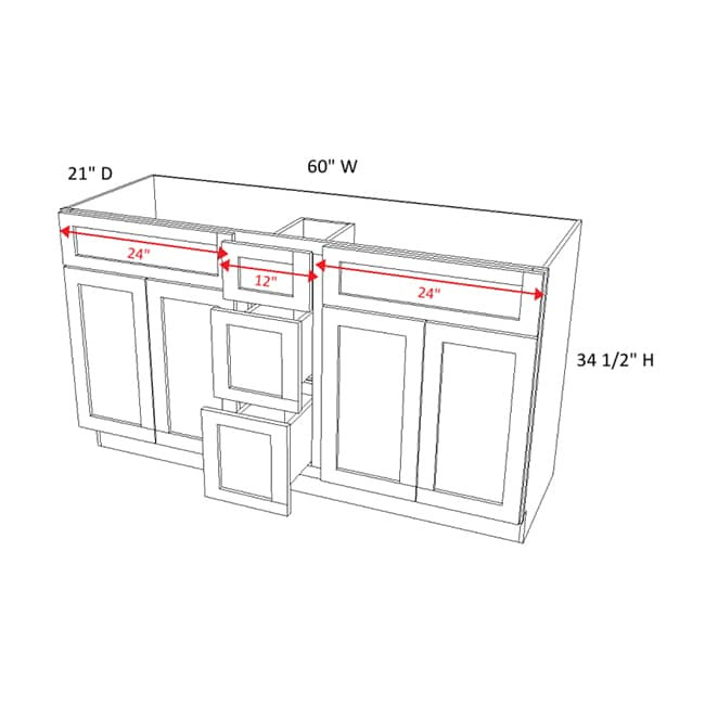 VAN60DD-3 Dark Caramel Vanity Combo Cabinet (RTA)