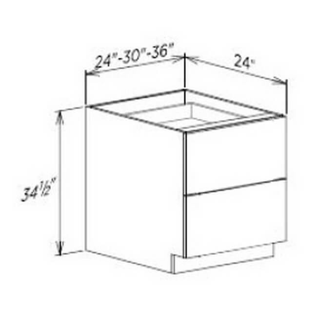 DB24-2 Shaker Blanco Drawer Base 24" w/ 2 Drawers (RTA)