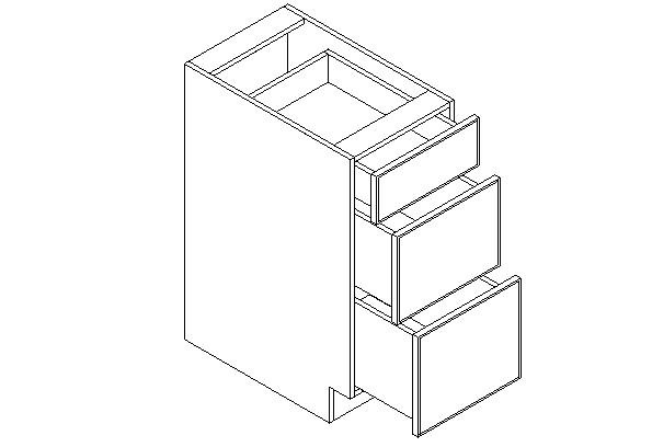 DB36-3 Storm Gray Drawer Base 36" w/ 3 Drawers (RTA)