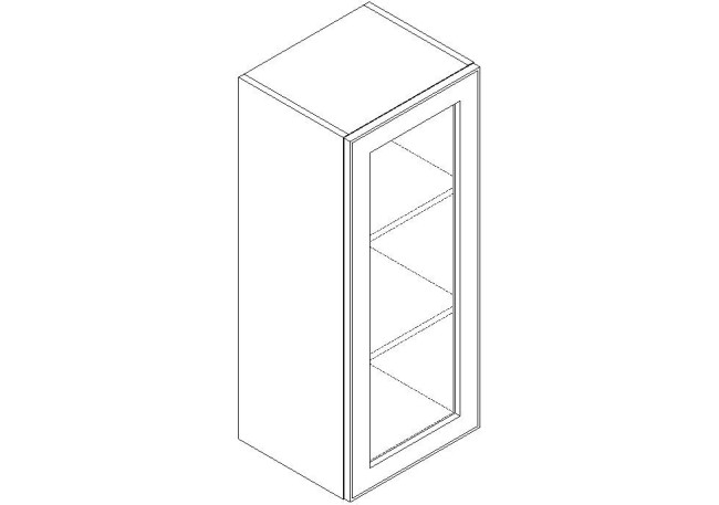 WMD1536 Storm Gray Wall Prepped for Glass Door Cabinet (Single Door) 15" x 36" (RTA)