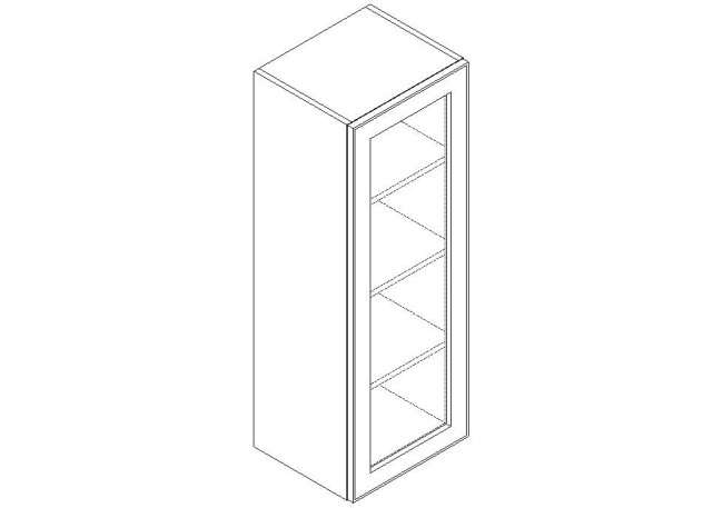 WMD1542 Storm Gray Wall Prepped for Glass Door Cabinet (Single Door) 15" x 42" (RTA)