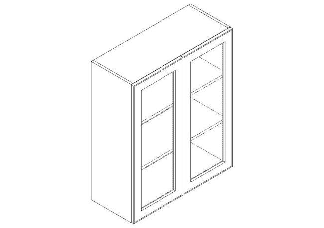 WMD2436 Classic White Wall Prepped for Glass Door Cabinet (Double Door) 24" x 36" (RTA)