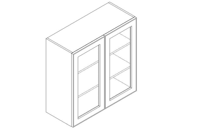 WMD3030 Classic White Wall Prepped for Glass Door Cabinet (Double Door) 30" x 30" (RTA)