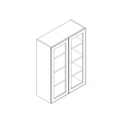 WMD3636 Classic White Wall Prepped for Glass Door Cabinet (Double Door) 36" x 36" (RTA)