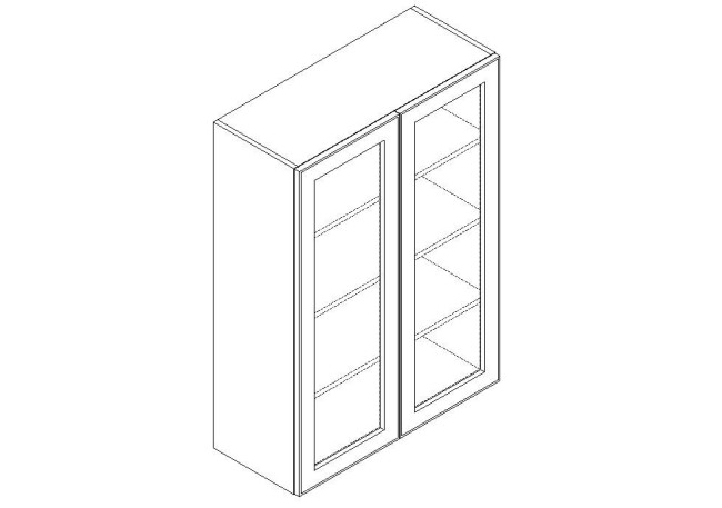 WMD3042 Shaker Blanco Wall Prepped for Glass Door Cabinet (Double Door) 30" x 42" (RTA)