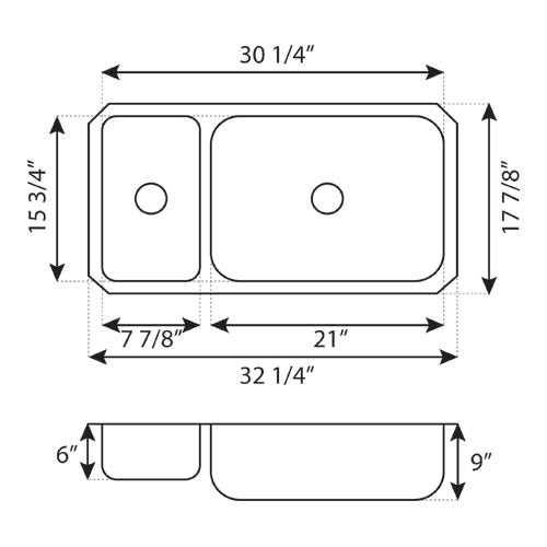 LCL204L Undermount Stainless Steel Double Basin Kitchen Sink