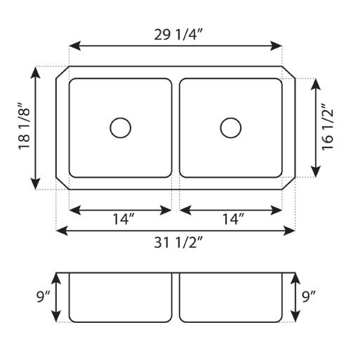 LCL205 Undermount Stainless Steel Double Basin Kitchen Sink