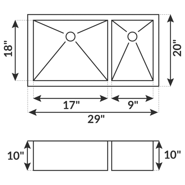 LCLP3R Zero-Radius Undermount Stainless Steel Double Basin Kitchen Sink