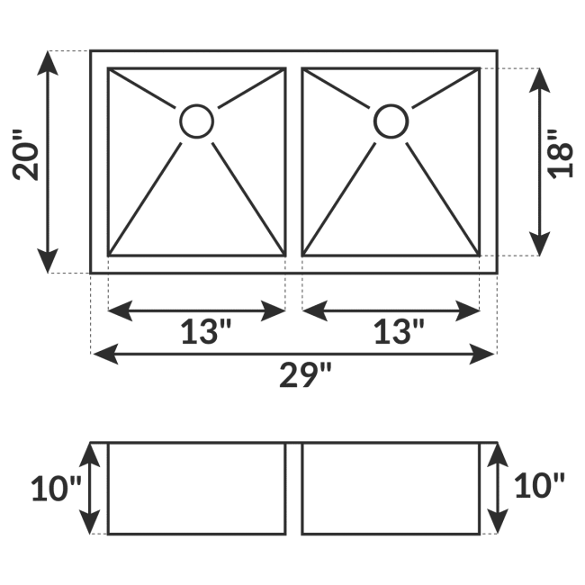 LCLP5 Zero-Radius Undermount Stainless Steel Double Basin Kitchen Sink