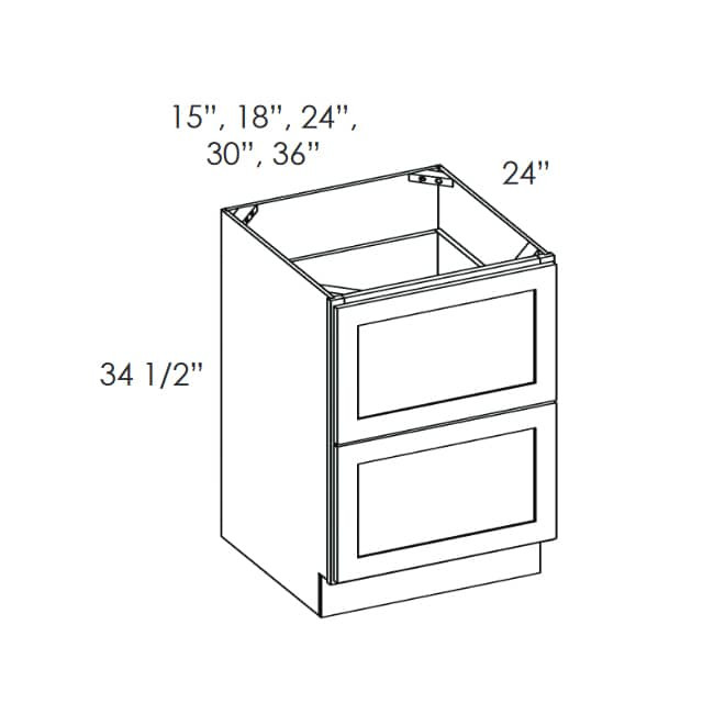 2DB24 Woodland Brown Shaker Two Drawer Base Cabinet