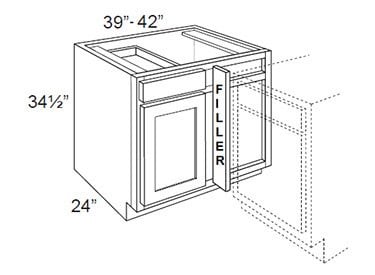 BBC39/42-36W Gramercy White Base Blind Corner Cabinet (RTA)