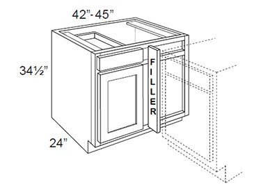 BBLC42/45-39W Gramercy White Base Blind Corner Cabinet