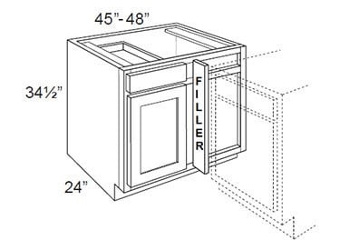 BBC45/48-42W Gramercy White Base Blind Corner Cabinet (RTA)