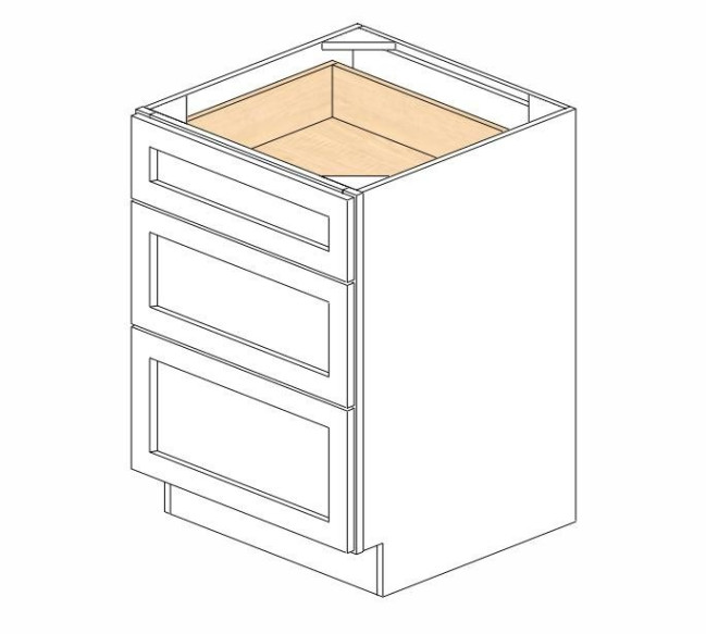DB24(3) Woodland Brown Shaker Drawer Base Cabinet