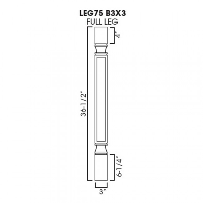 LEG75-B3X3 Townsquare Gray Decor Leg