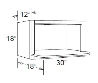 MWO3018PM-12 Woodland Brown Shaker Wall Microwave Cabinet